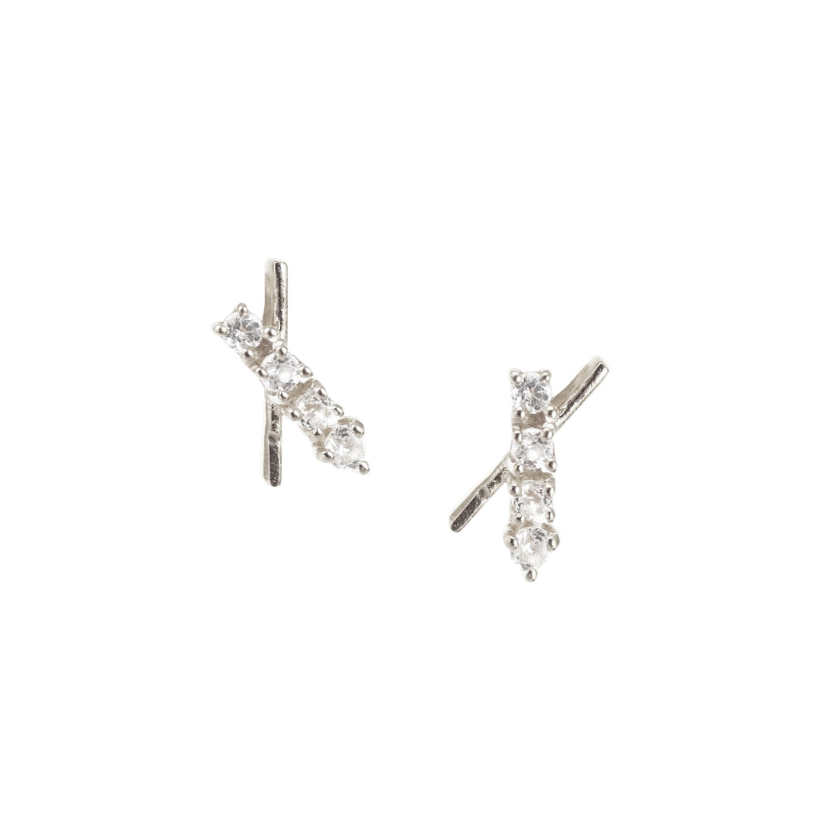TINY DREAM STARDUST STUDS - CUBIC ZIRCONIA &amp; SILVER - SO PRETTY CARA COTTER