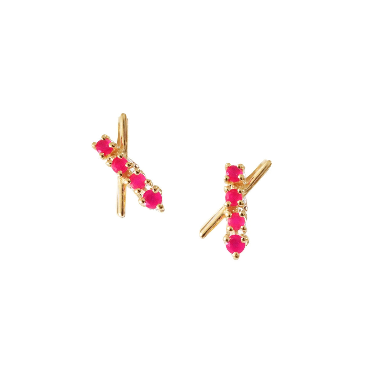 TINY DREAM STARDUST STUDS - HOT PINK CHALCEDONY &amp; GOLD - SO PRETTY CARA COTTER