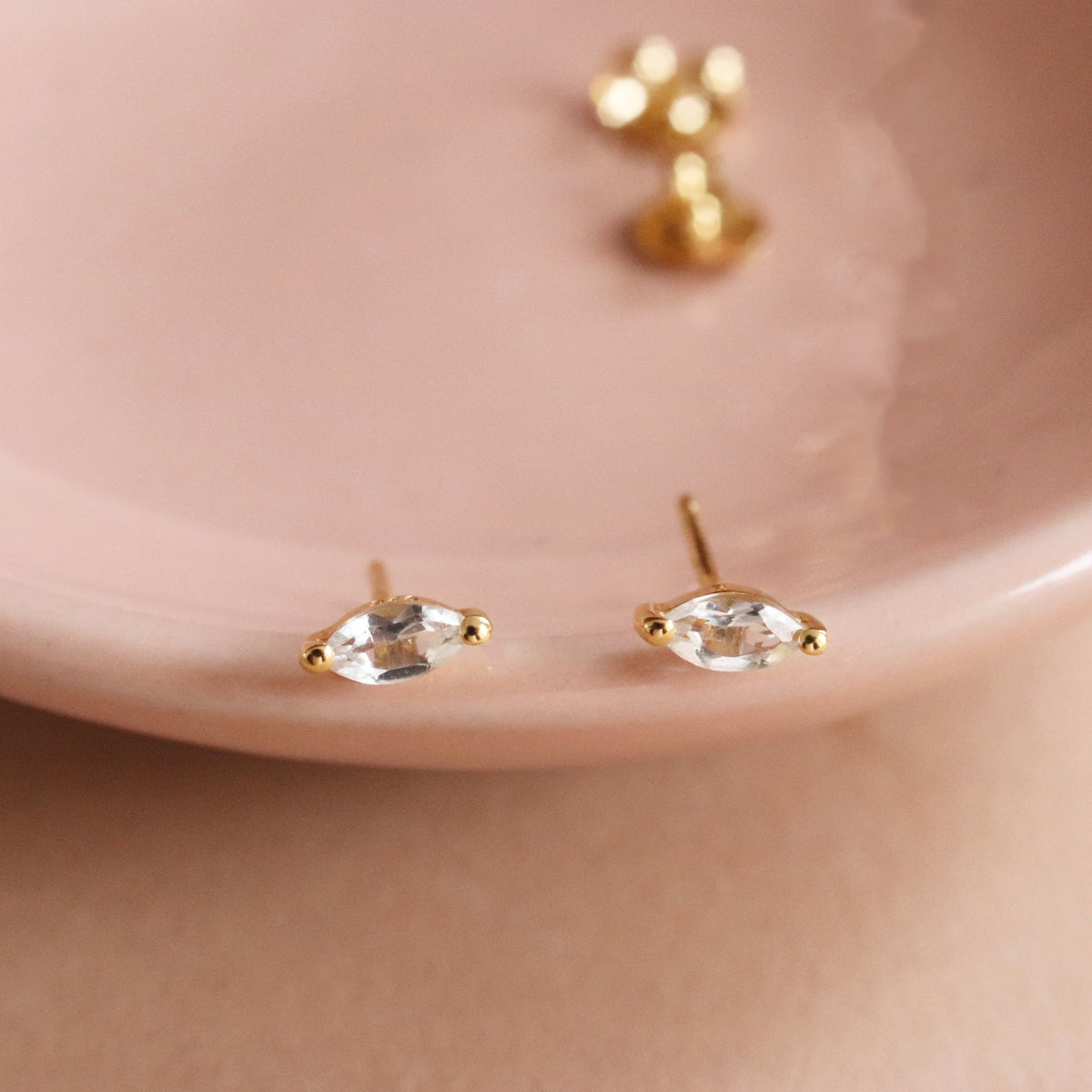 TINY LOVE MARQUIESE STUDS - WHITE TOPAZ &amp; GOLD - SO PRETTY CARA COTTER