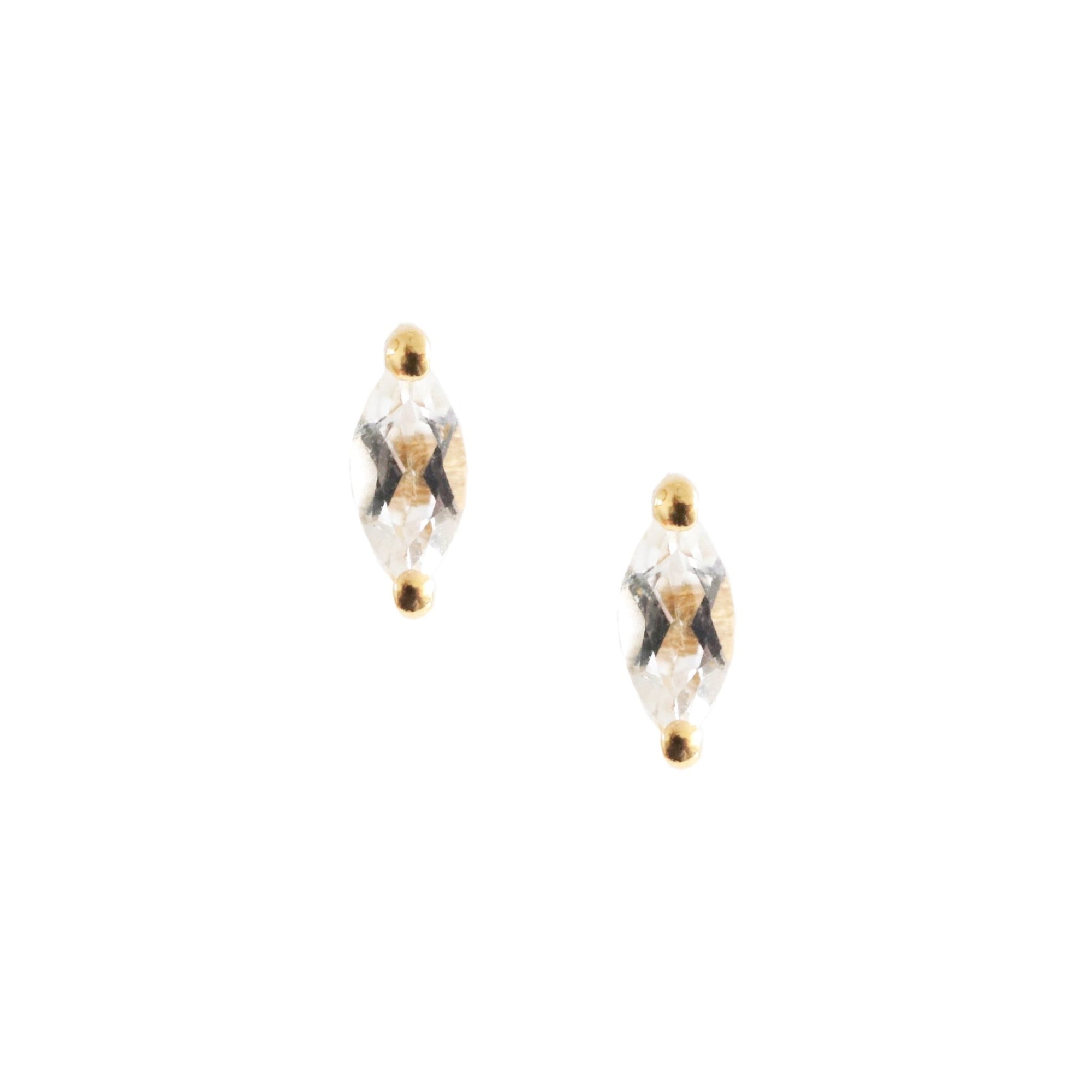 TINY LOVE MARQUIESE STUDS - WHITE TOPAZ & GOLD - SO PRETTY CARA COTTER