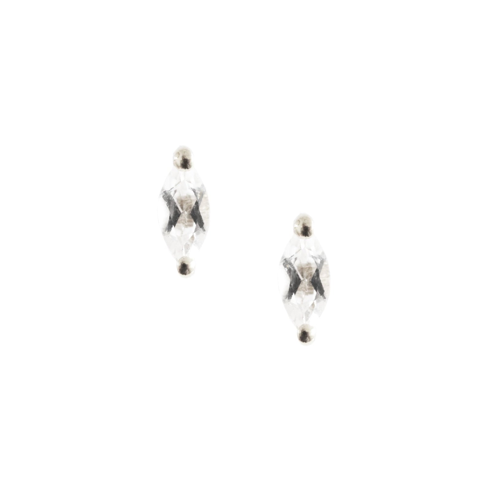 TINY LOVE MARQUIESE STUDS - WHITE TOPAZ & SILVER - SO PRETTY CARA COTTER