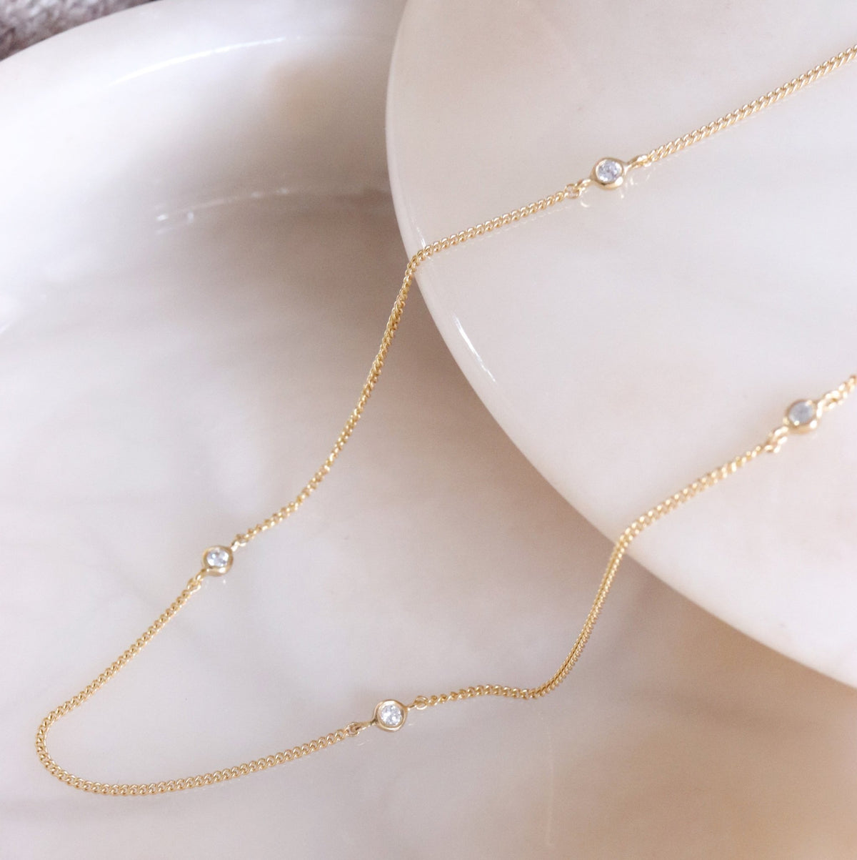 Tiny Love Necklace - Cubic Zirconia &amp; Gold - SO PRETTY CARA COTTER