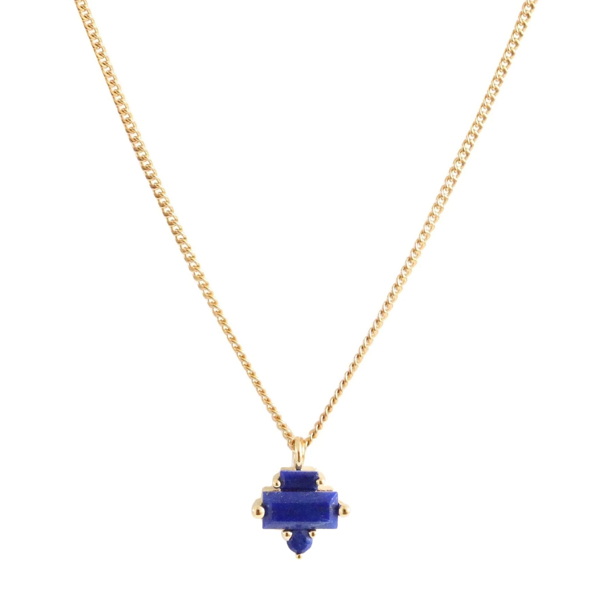 TINY LOYAL PRISM NECKLACE - LAPIS & GOLD - SO PRETTY CARA COTTER