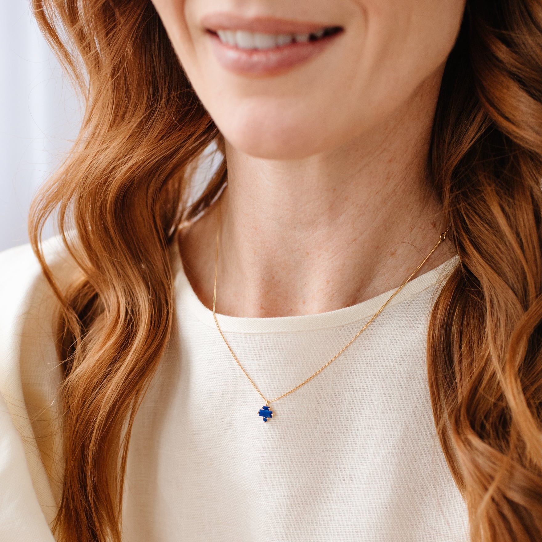 TINY LOYAL PRISM NECKLACE - LAPIS & GOLD - SO PRETTY CARA COTTER