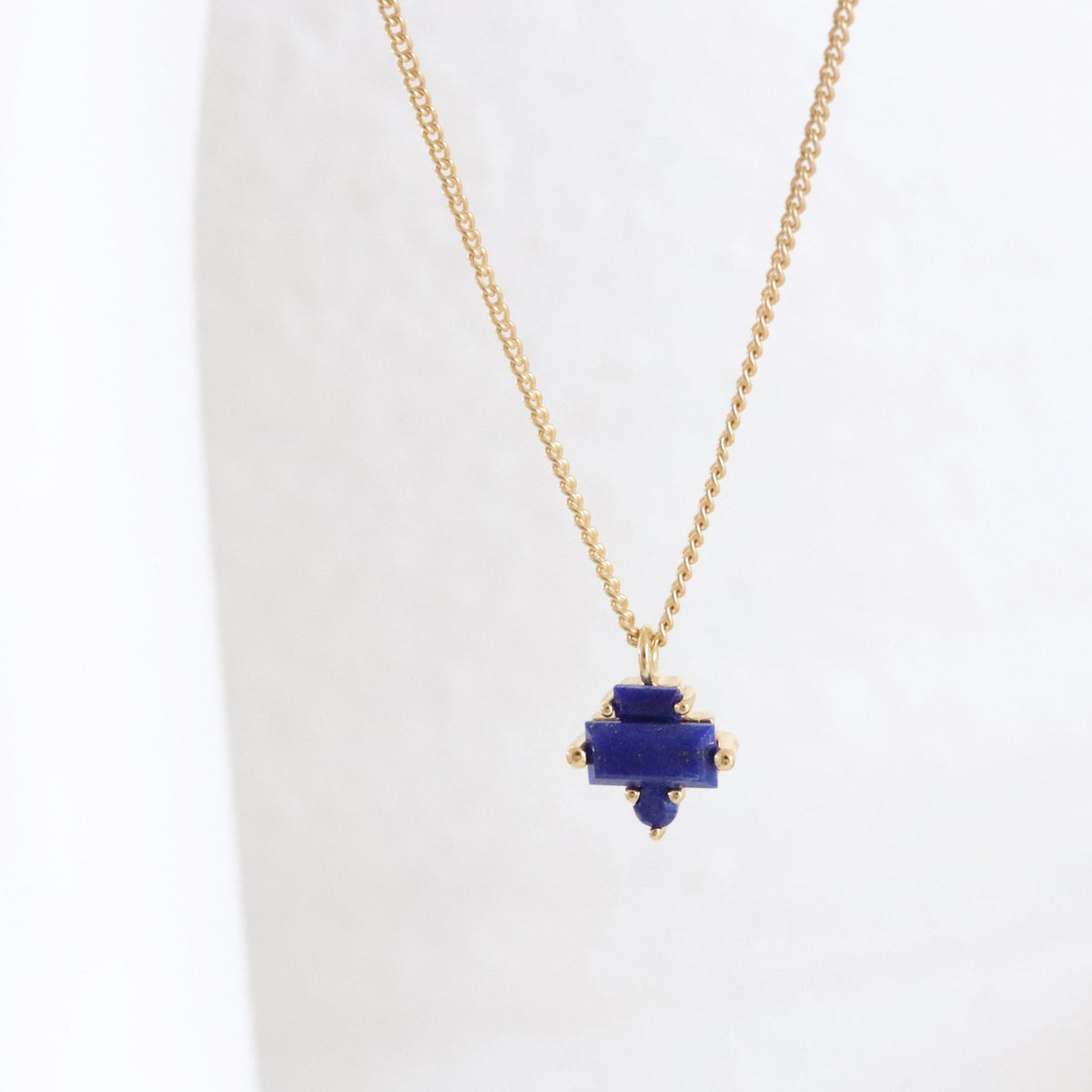 TINY LOYAL PRISM NECKLACE - LAPIS &amp; GOLD - SO PRETTY CARA COTTER