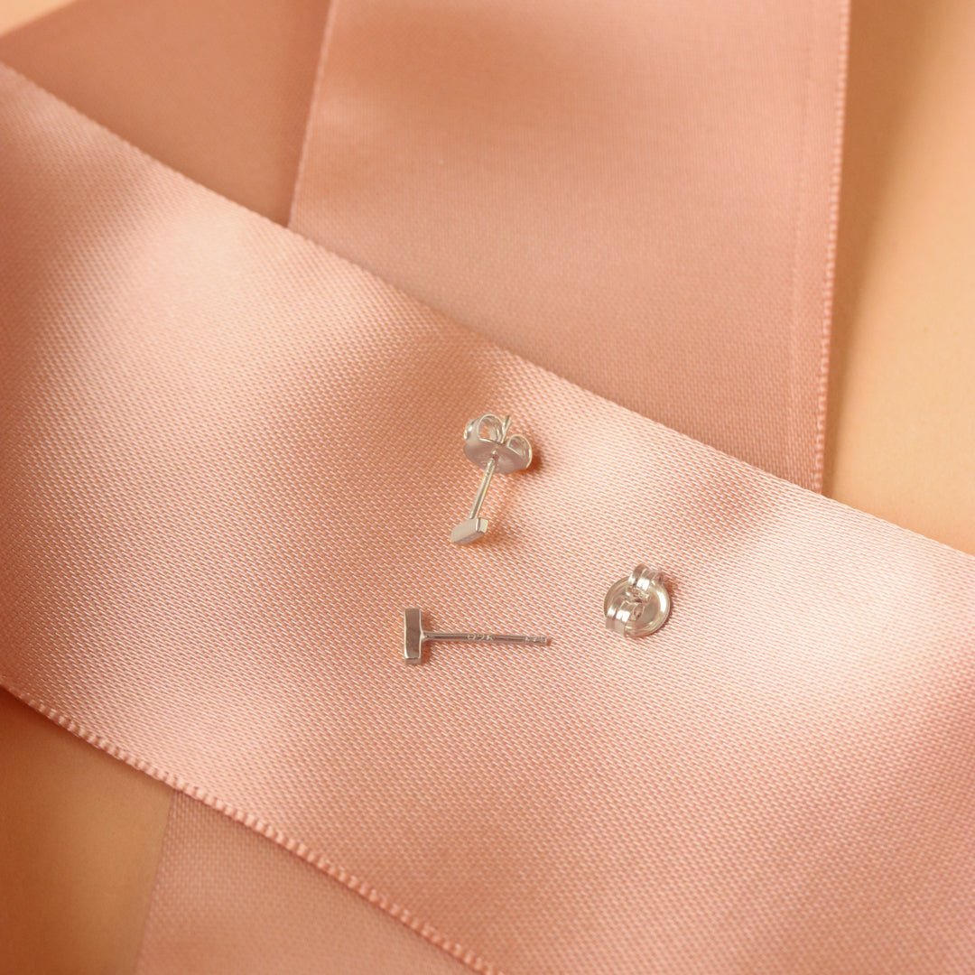 TINY POISE BAR STUDS - SILVER - SO PRETTY CARA COTTER