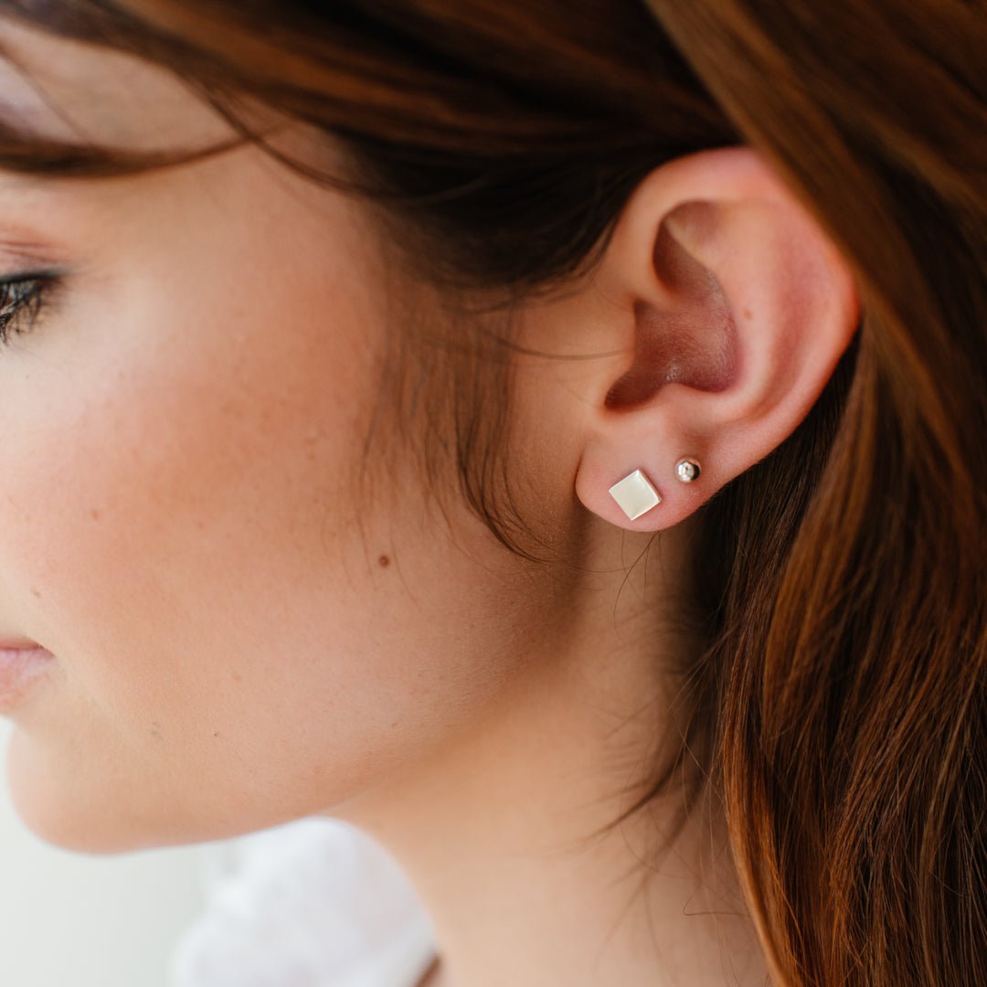 TINY POISE DIAMOND STUDS - SILVER - SO PRETTY CARA COTTER