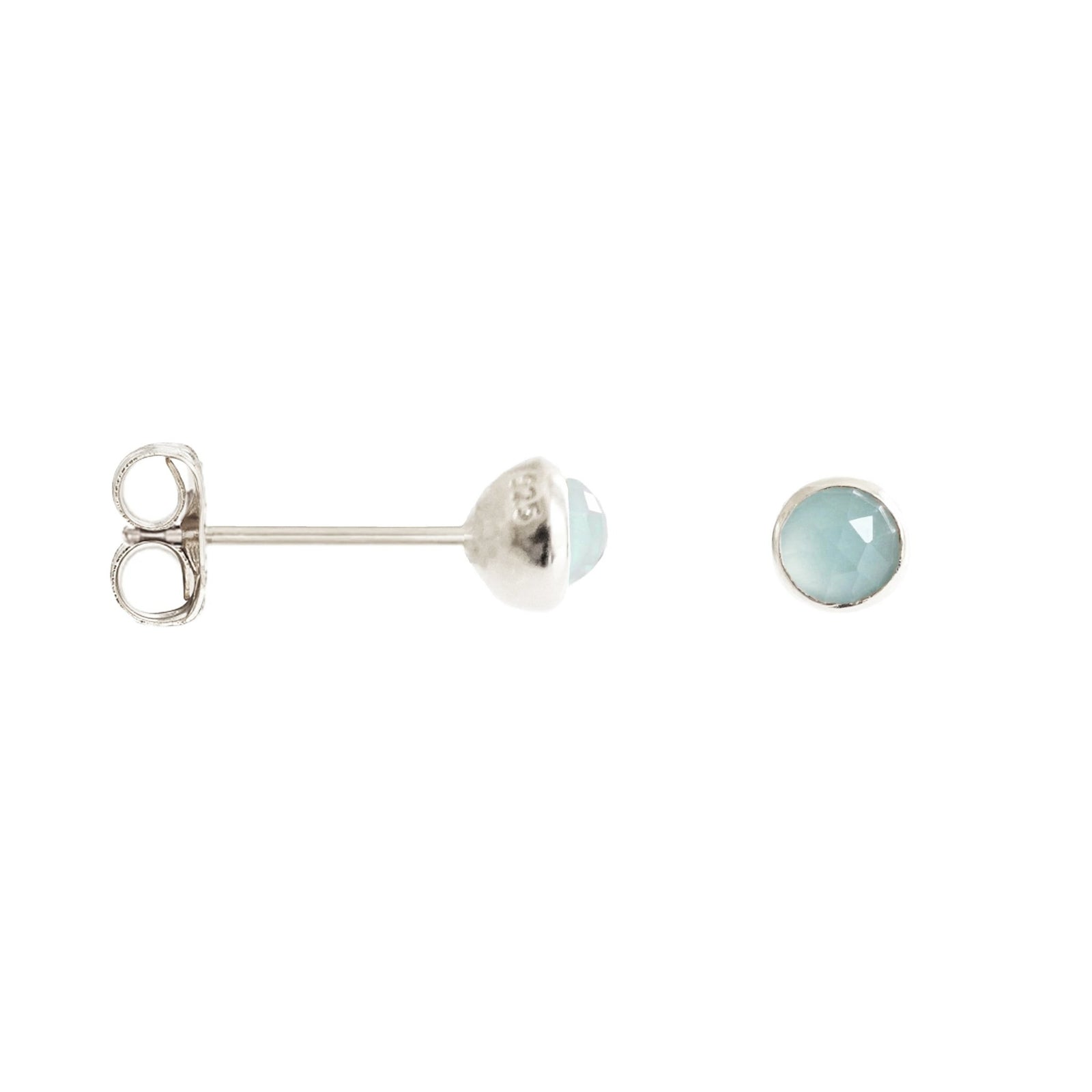 TINY PROTECT STUD EARRINGS - AQUA CHALCEDONY & SILVER - SO PRETTY CARA COTTER