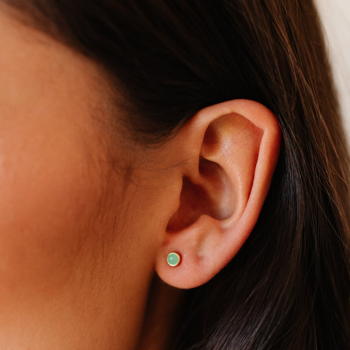 TINY PROTECT STUD EARRINGS - CHRYSOPRASE &amp; GOLD - SO PRETTY CARA COTTER