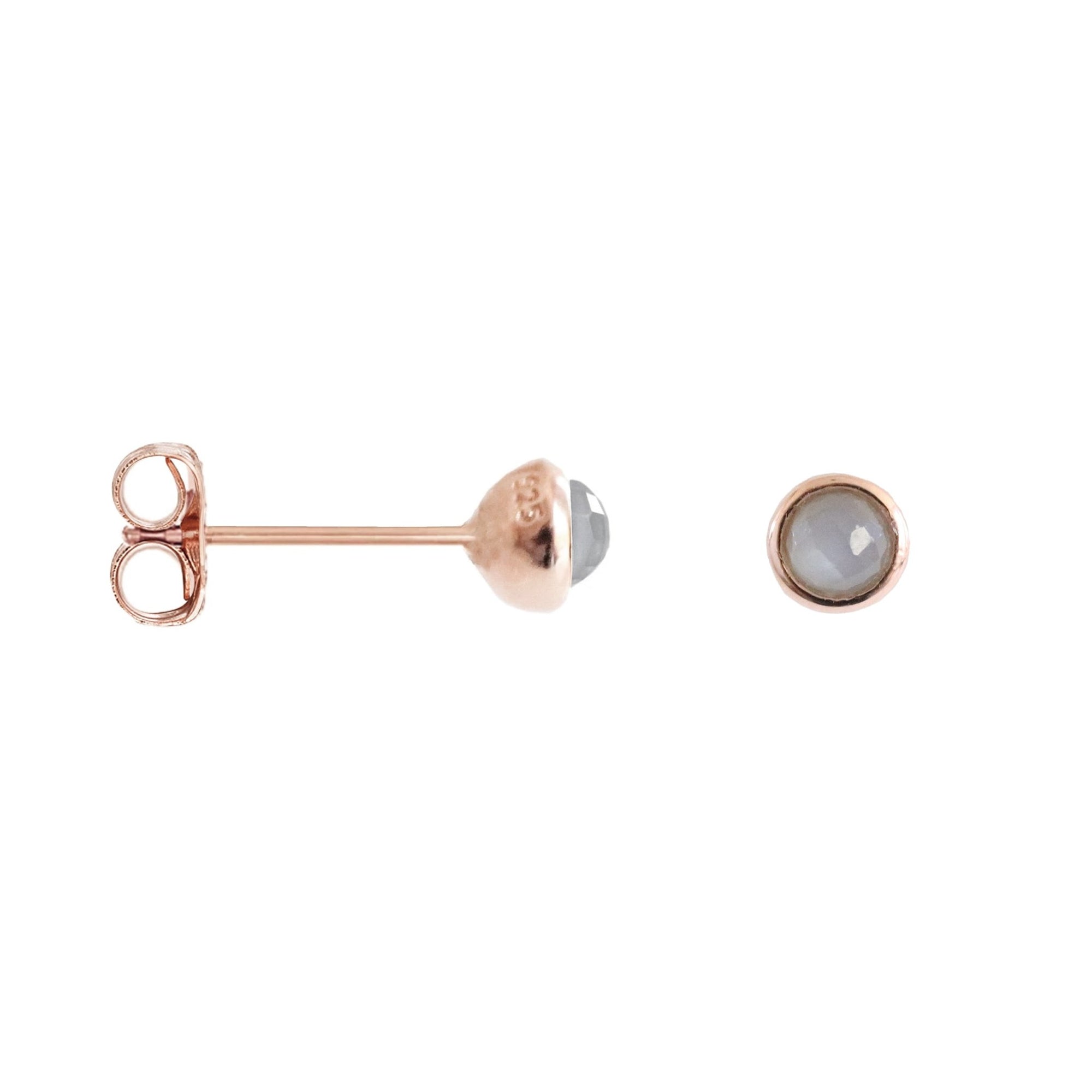 TINY PROTECT STUD EARRINGS - GREY MOONSTONE & ROSE GOLD - SO PRETTY CARA COTTER