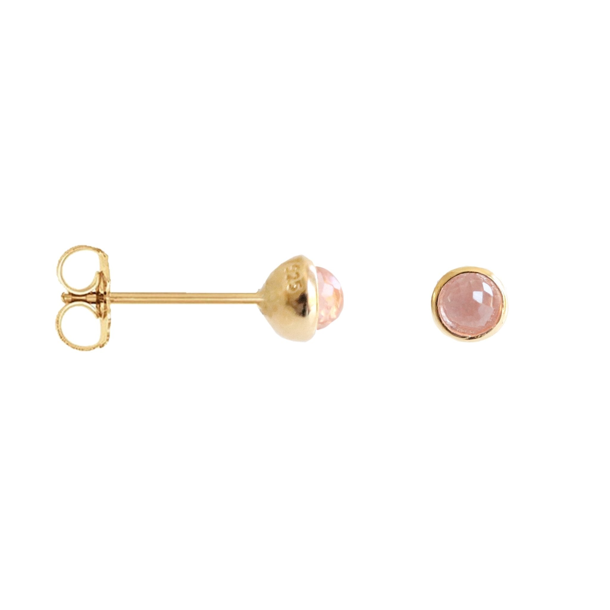 Green Quartz 3mm Rose Gold Studs Green Quartz 3mm Rose Gold Studs