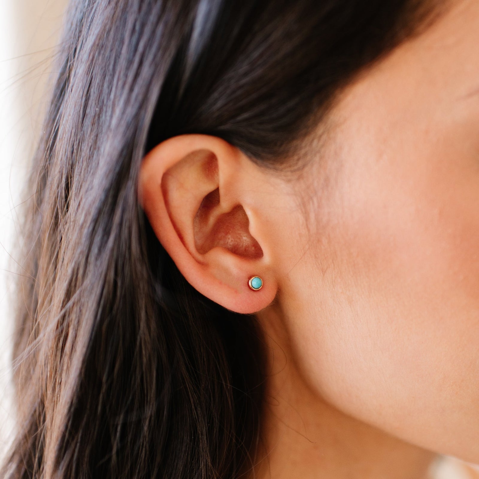 TINY PROTECT STUD EARRINGS - TURQUOISE & GOLD - SO PRETTY CARA COTTER