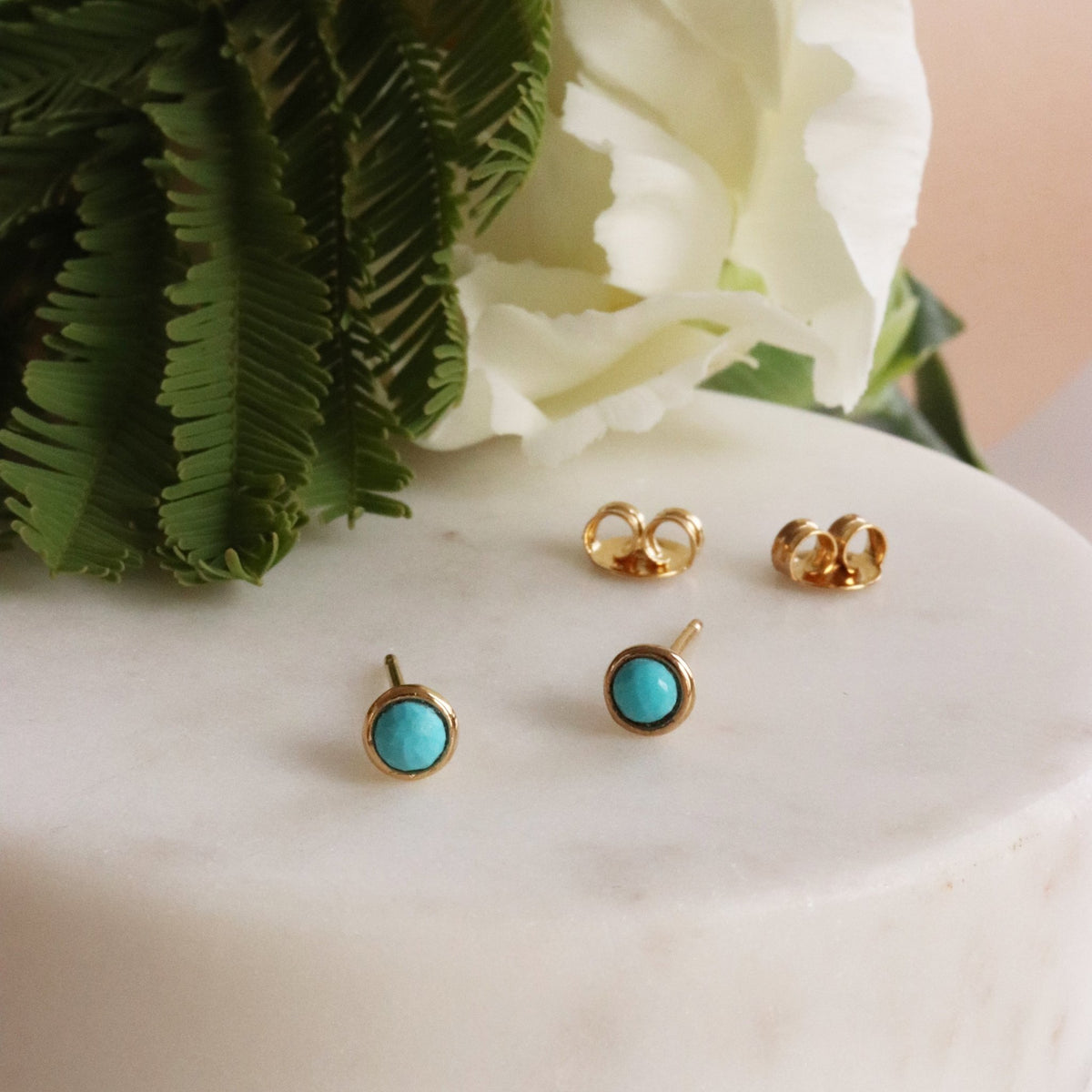 TINY PROTECT STUD EARRINGS - TURQUOISE &amp; GOLD - SO PRETTY CARA COTTER