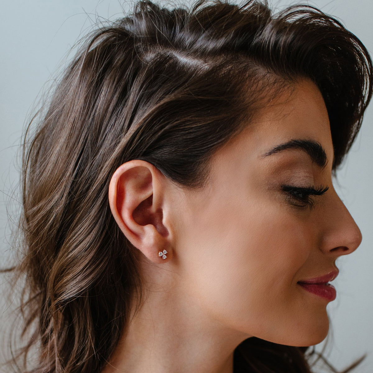 TINY TRIO LOVE STUDS - CUBIC ZIRCONIA &amp; ROSE GOLD - SO PRETTY CARA COTTER