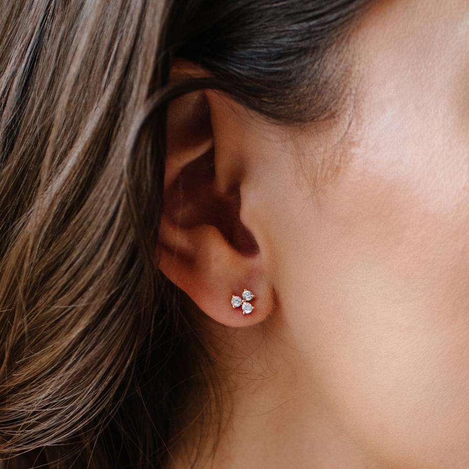 TINY TRIO LOVE STUDS - CUBIC ZIRCONIA & ROSE GOLD - SO PRETTY CARA COTTER