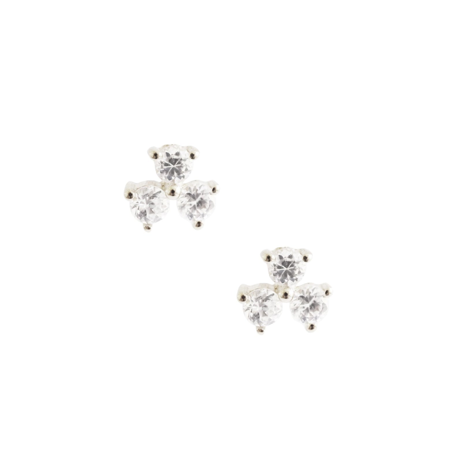 TINY TRIO LOVE STUDS - CUBIC ZIRCONIA & SILVER - SO PRETTY CARA COTTER