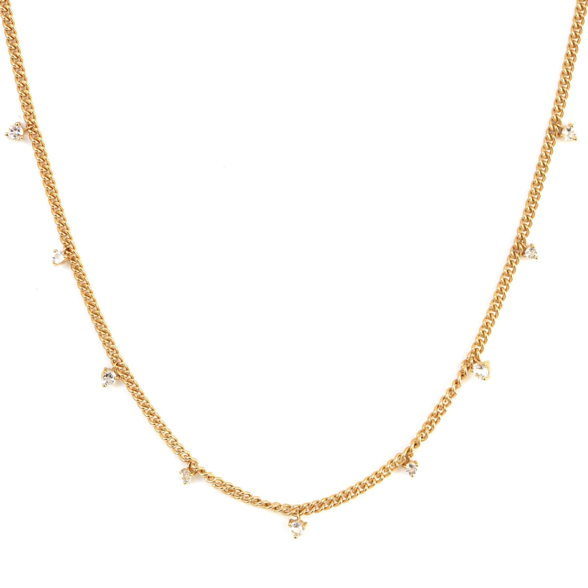 UNITY CROWN CURB LINK NECKLACE - WHITE TOPAZ &amp; GOLD - SO PRETTY CARA COTTER
