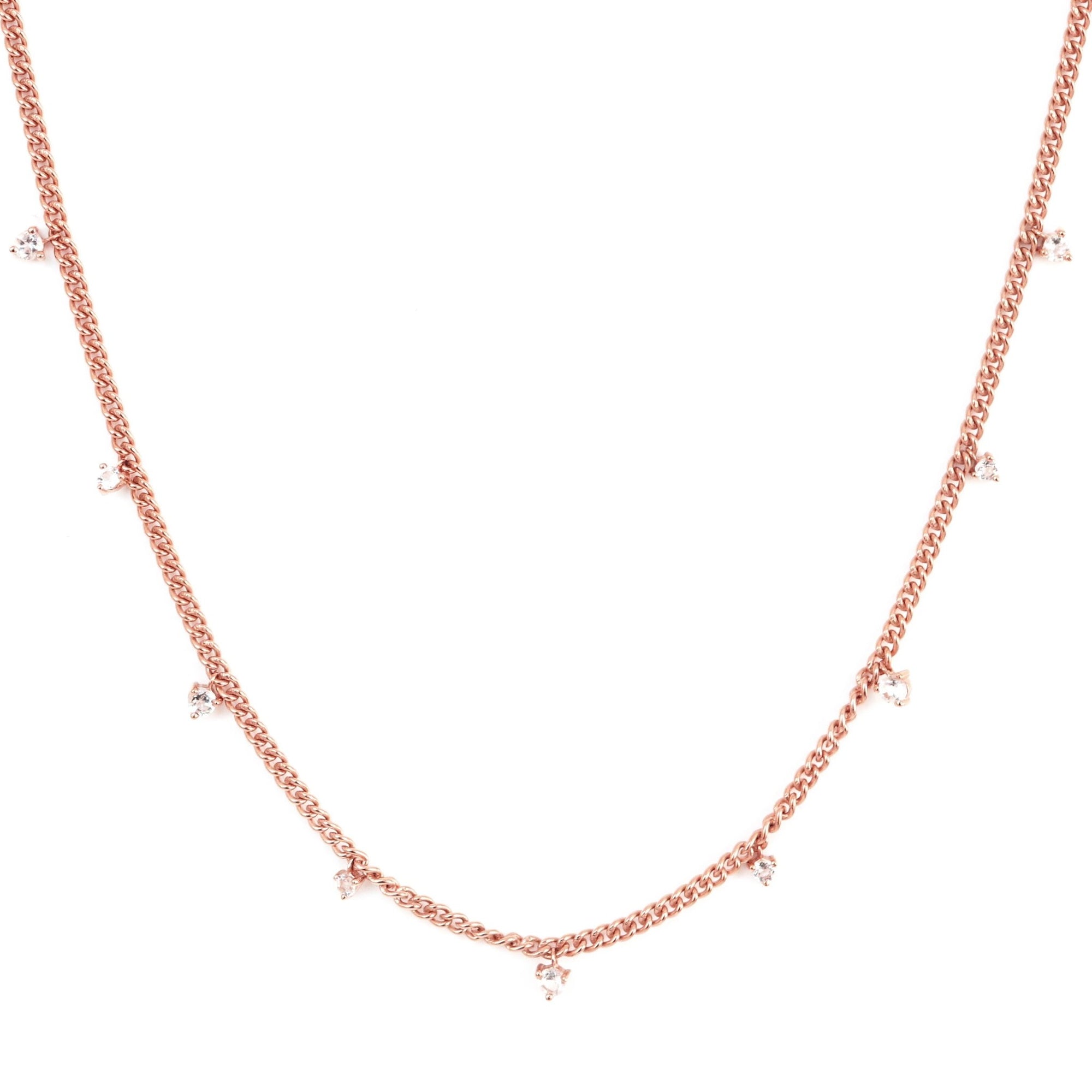 UNITY CROWN CURB LINK NECKLACE - WHITE TOPAZ & ROSE GOLD - SO PRETTY CARA COTTER