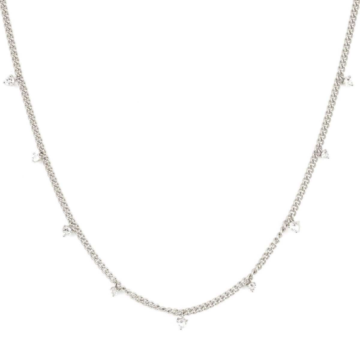 UNITY CROWN CURB LINK NECKLACE - WHITE TOPAZ &amp; SILVER - SO PRETTY CARA COTTER